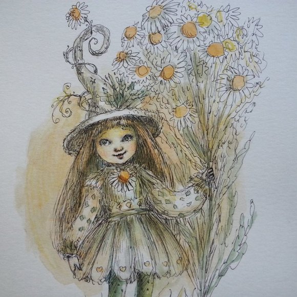 FAIRY WITCH PAULINA CASSIDY ORIGINAL WATERCOLOR - Picture 7 of 10